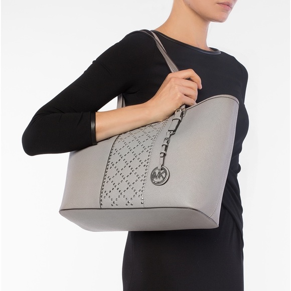 Michael Kors Jet Set Travel Tote Bag Pearl Grey - Picture 13 of 13